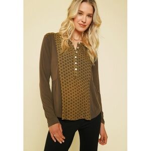 Mystree Olive and Mustard Patterned Top